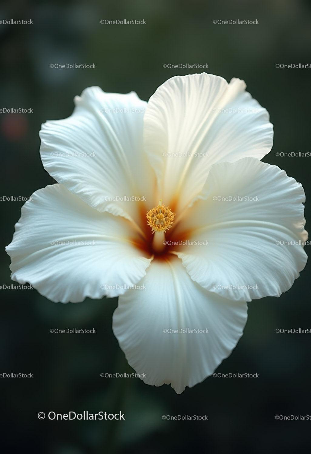 Close-up of a Elegant White Hibiscus Flower with Large Petals