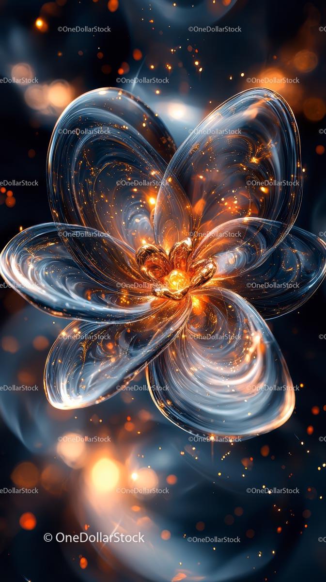 Abstract Glowing Flower with Sparkling Light Effects
