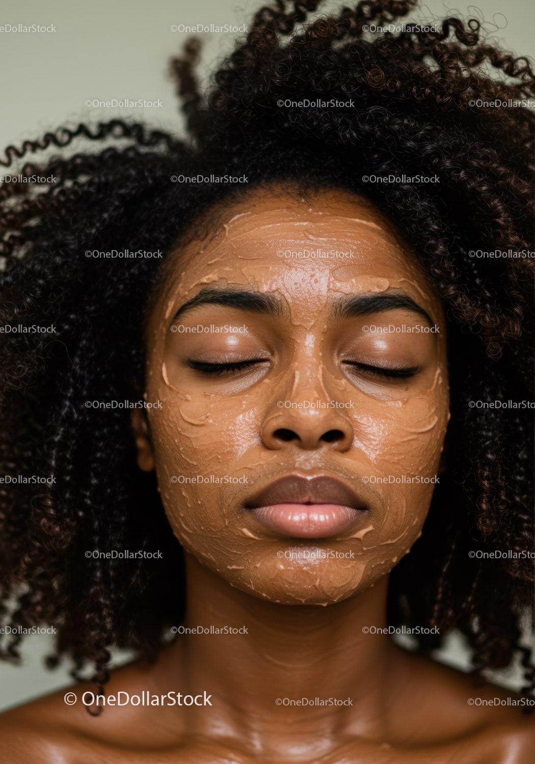 Close-up of Woman Receiving Facial Clay Mask for Skin Rejuvenation
