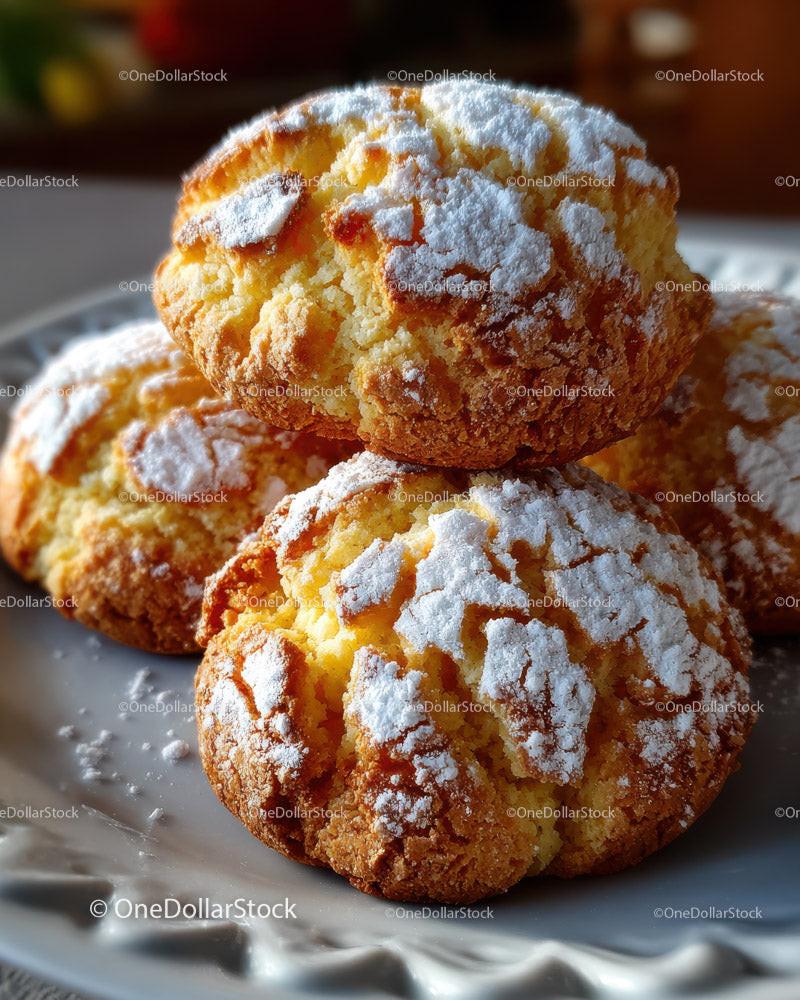 Golden Brown Cookies with Powdered Sugar Topping