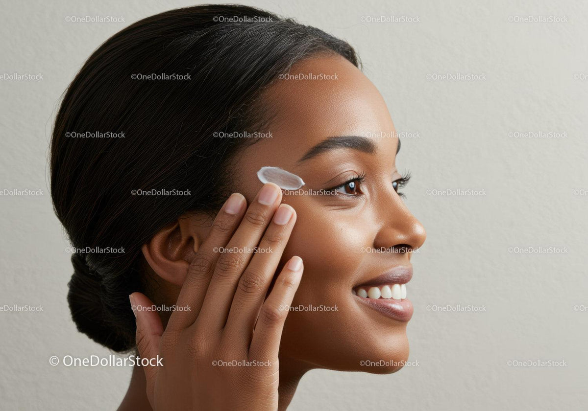 Young Woman Applying Skincare Cream for Healthy Glowing Skin
