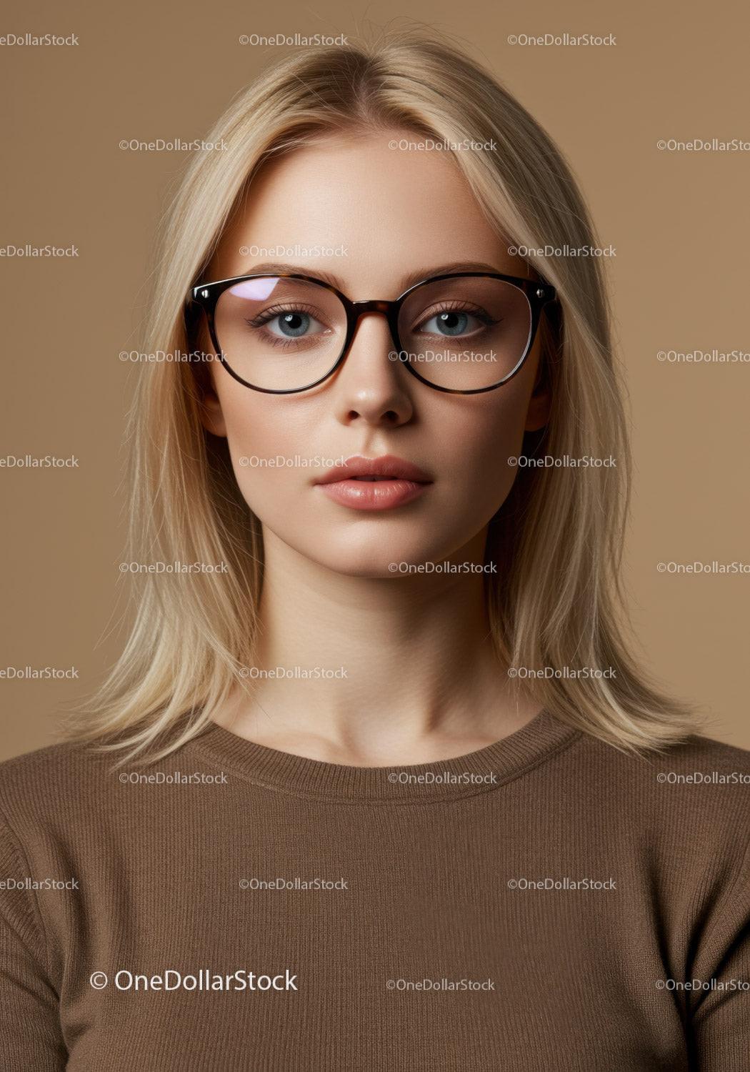 Young Woman Wearing Stylish Glasses Portrait for Fashion and Beauty