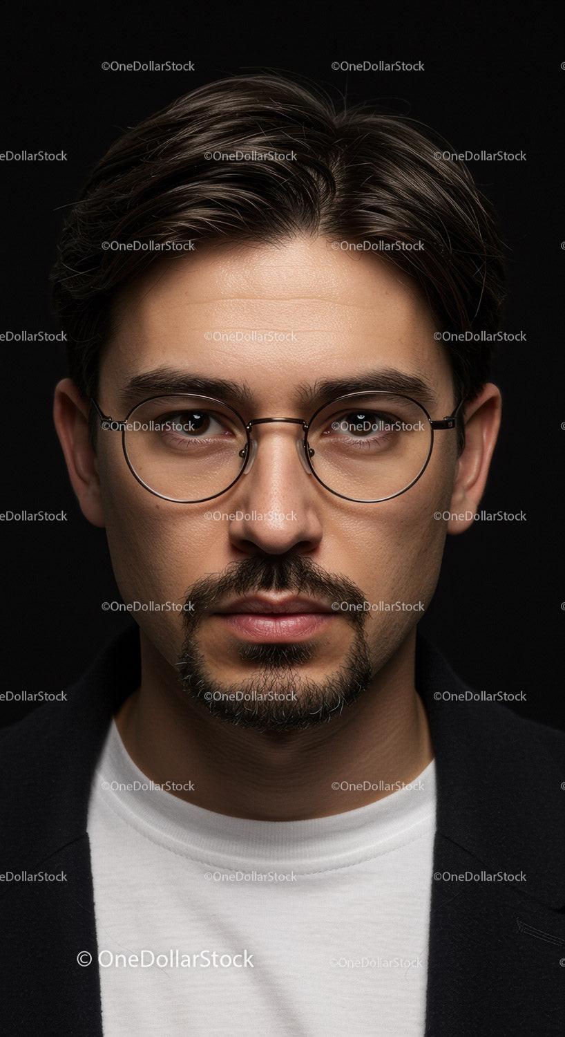 Confident Man Wearing Glasses with Stylish Hairstyle for Professional Use