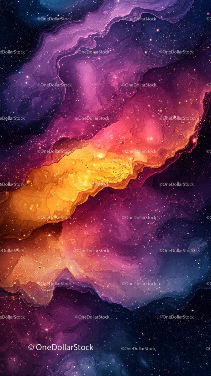 Vivid Cosmic Nebula with swirling colorful gases and stars