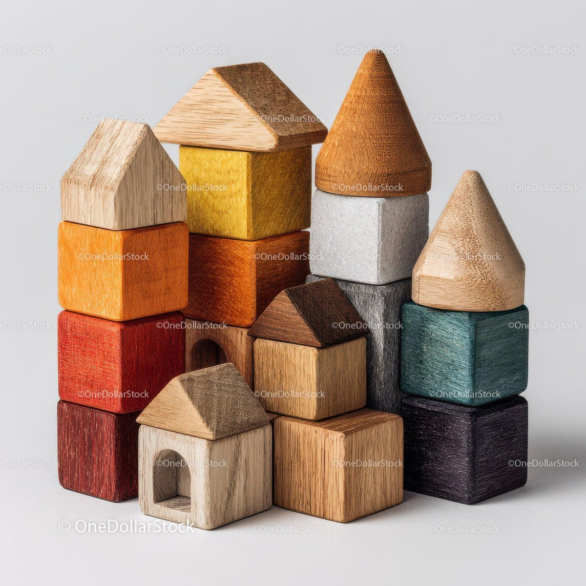 Arrangement of Wooden Geometric Shapes with Natural Textures preview 19