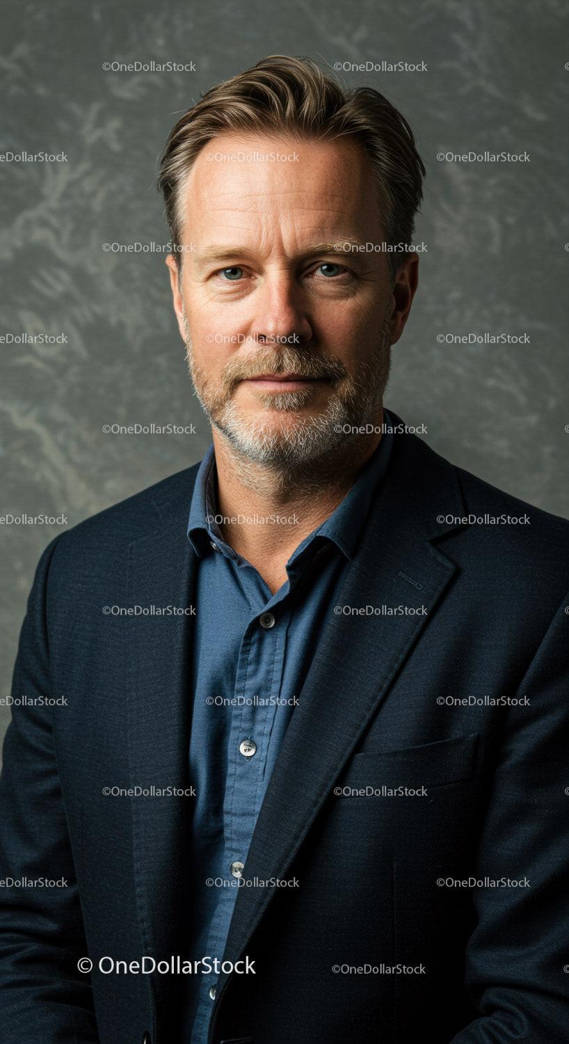 Professional Mature Male Business Executive Portrait with Gray Background