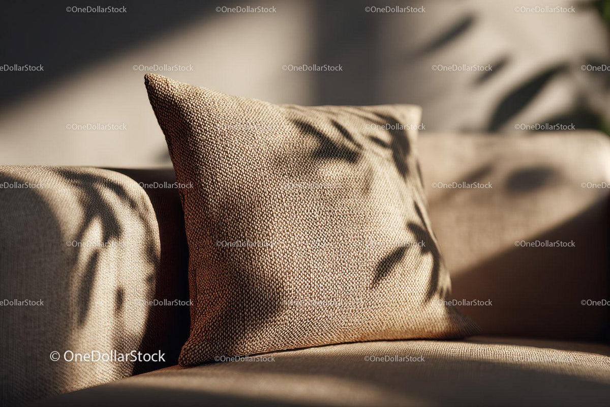 Beige Fabric Cushions on Modern Sofa in Cozy Living Room