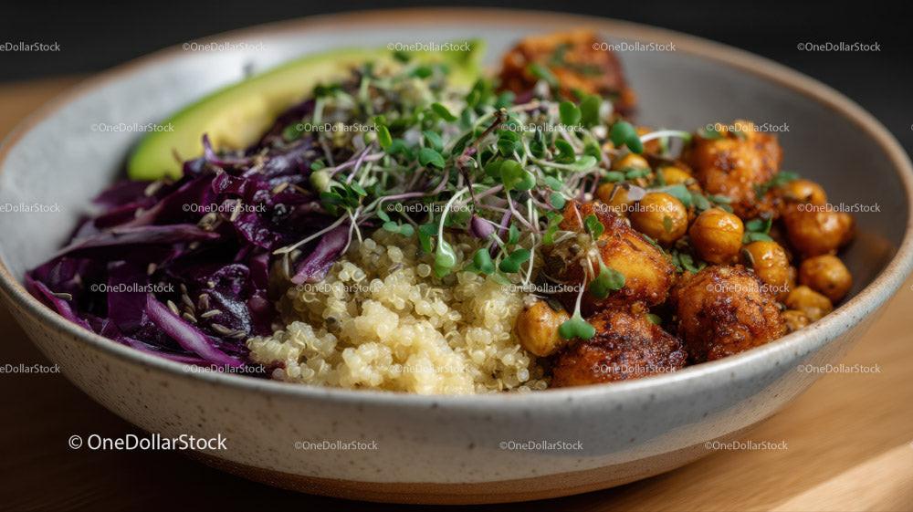 Colorful Plant-Based Bowl with Chickpeas Quinoa and Veggies Stock Photo Bundle preview 6