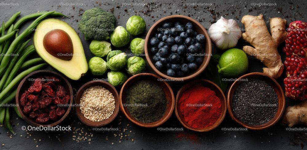 Fresh Organic Superfoods and Culinary Ingredients for Healthy Eating Stock Photo Bundle preview 16