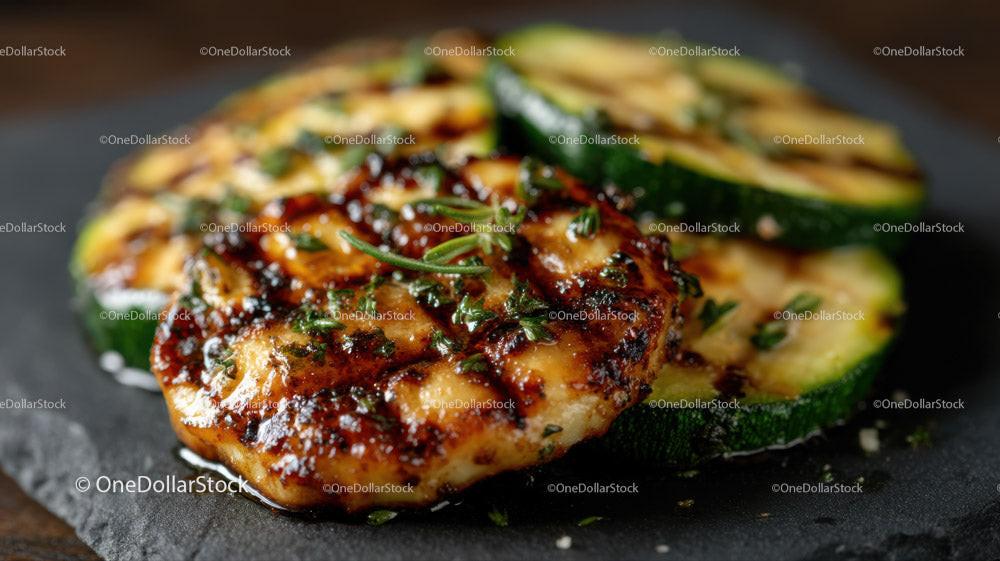 Grilled Zucchini Slices with Herbs for Healthy Summer Cooking Stock Photo Bundle preview 7