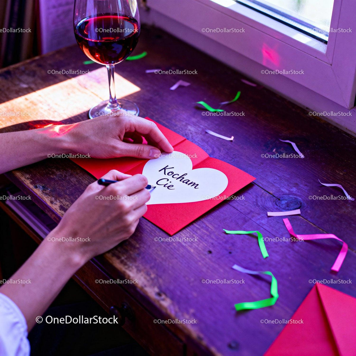 Writing a Heartfelt Valentine Note by the Window Light
