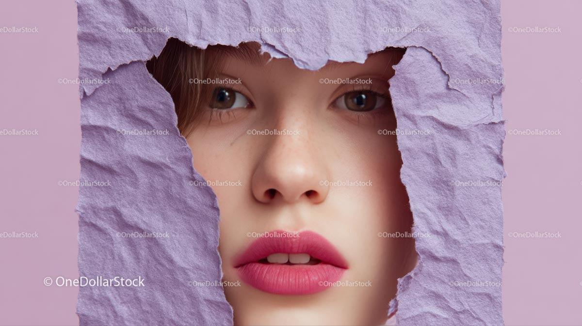 Close-Up Portrait of a Glamorous Model with Pink Lipstick Stock Photo Bundle preview 19