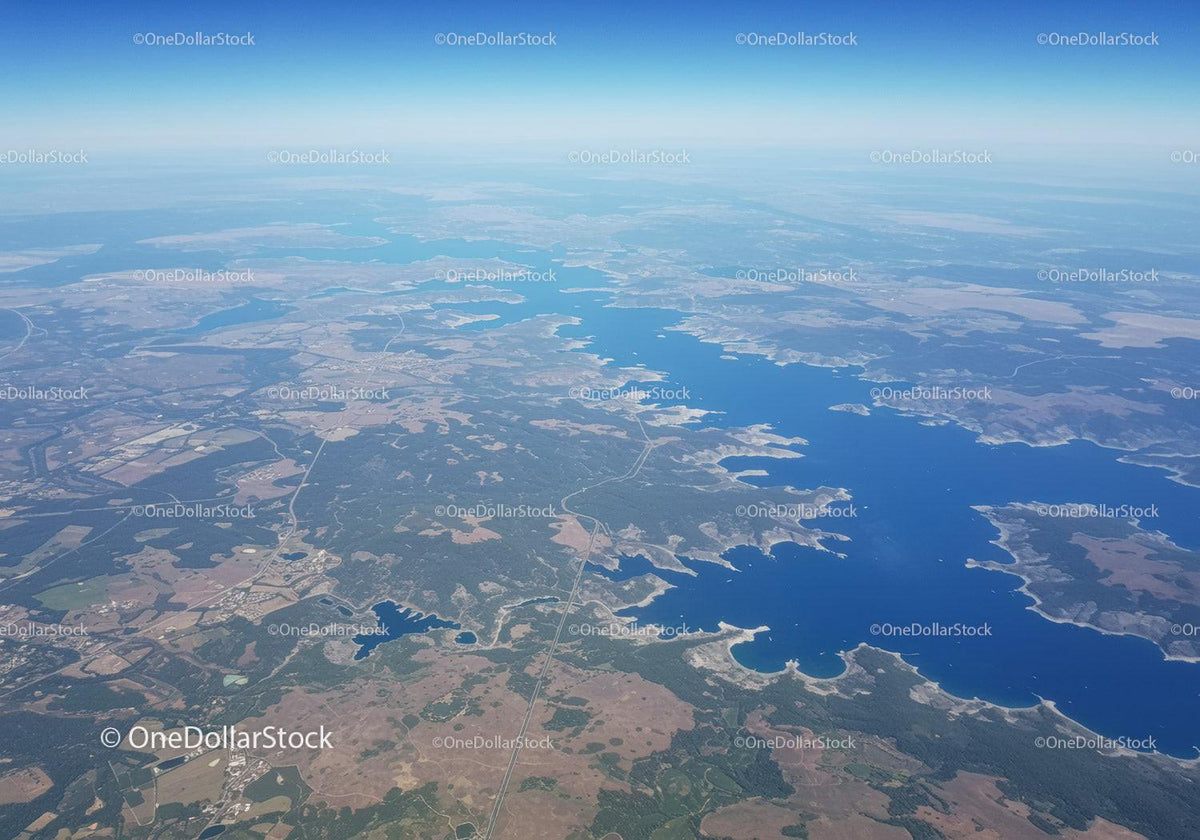 Aerial View of Lakes and Forests in a Scenic Landscape