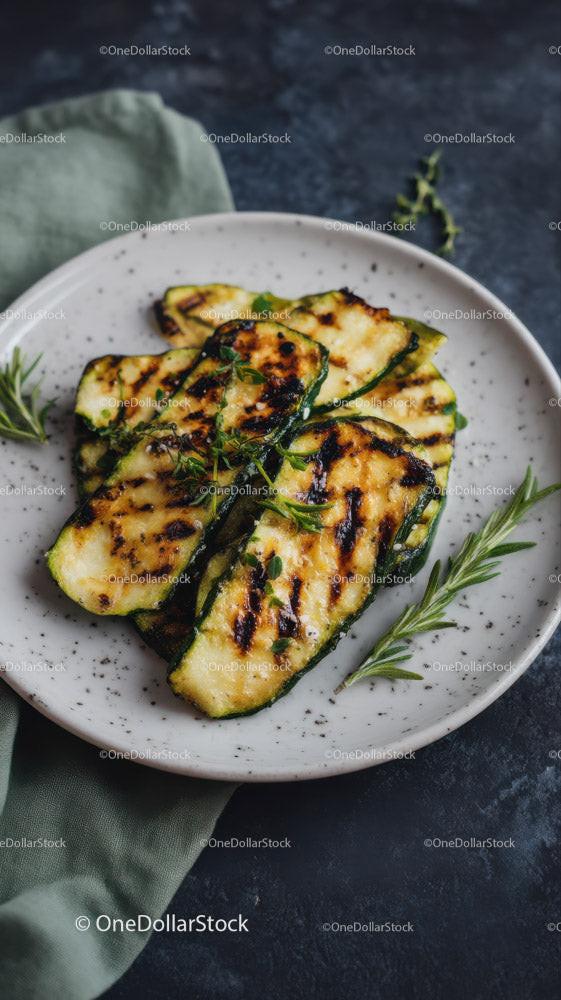 Grilled Zucchini Slices with Herbs for Healthy Summer Cooking Stock Photo Bundle preview 27