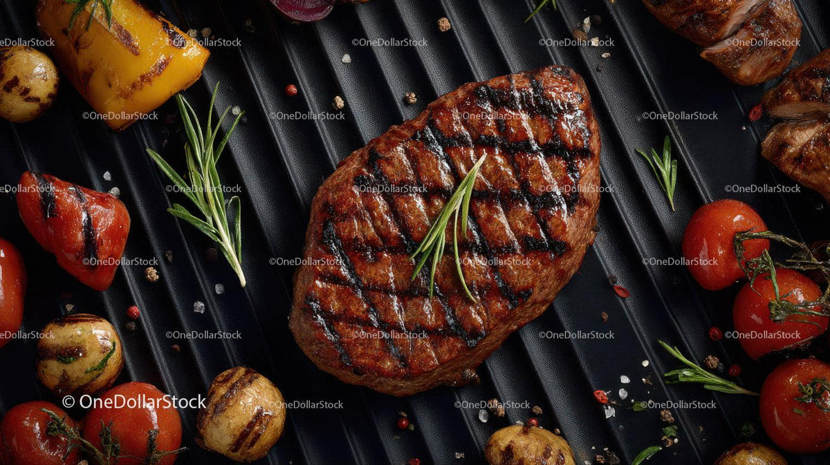 Juicy Grilled Steak with Cherry Tomatoes and Roasted Vegetables