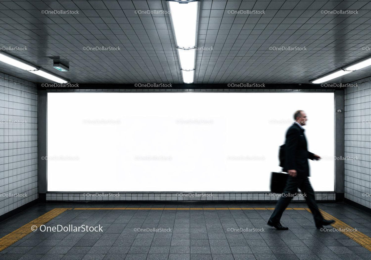 Businessperson Walking Through Underground Subway Tunnel in City JPG Mockup Image preview