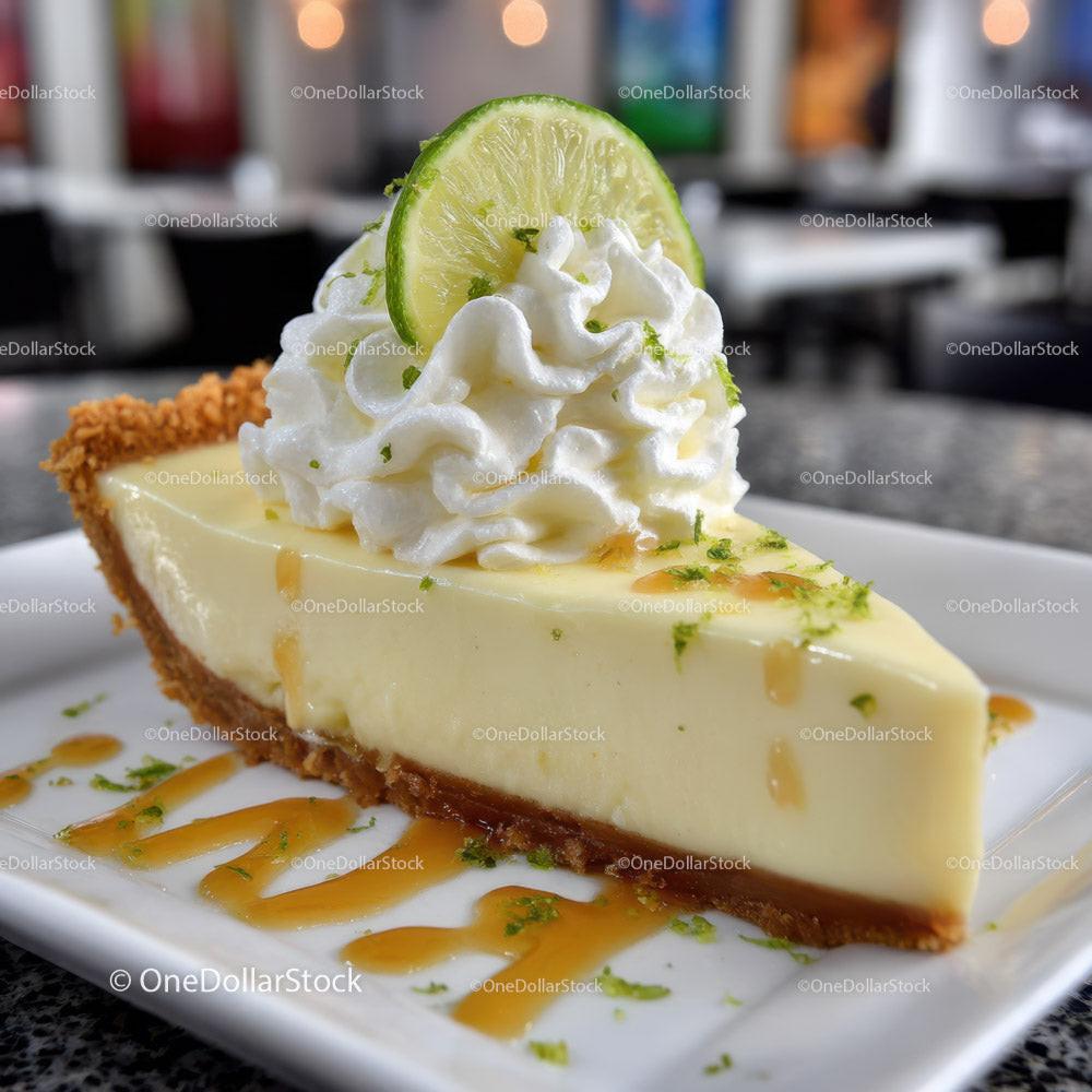 Creamy Cheesecake with Lime Wedge and Whipped Topping