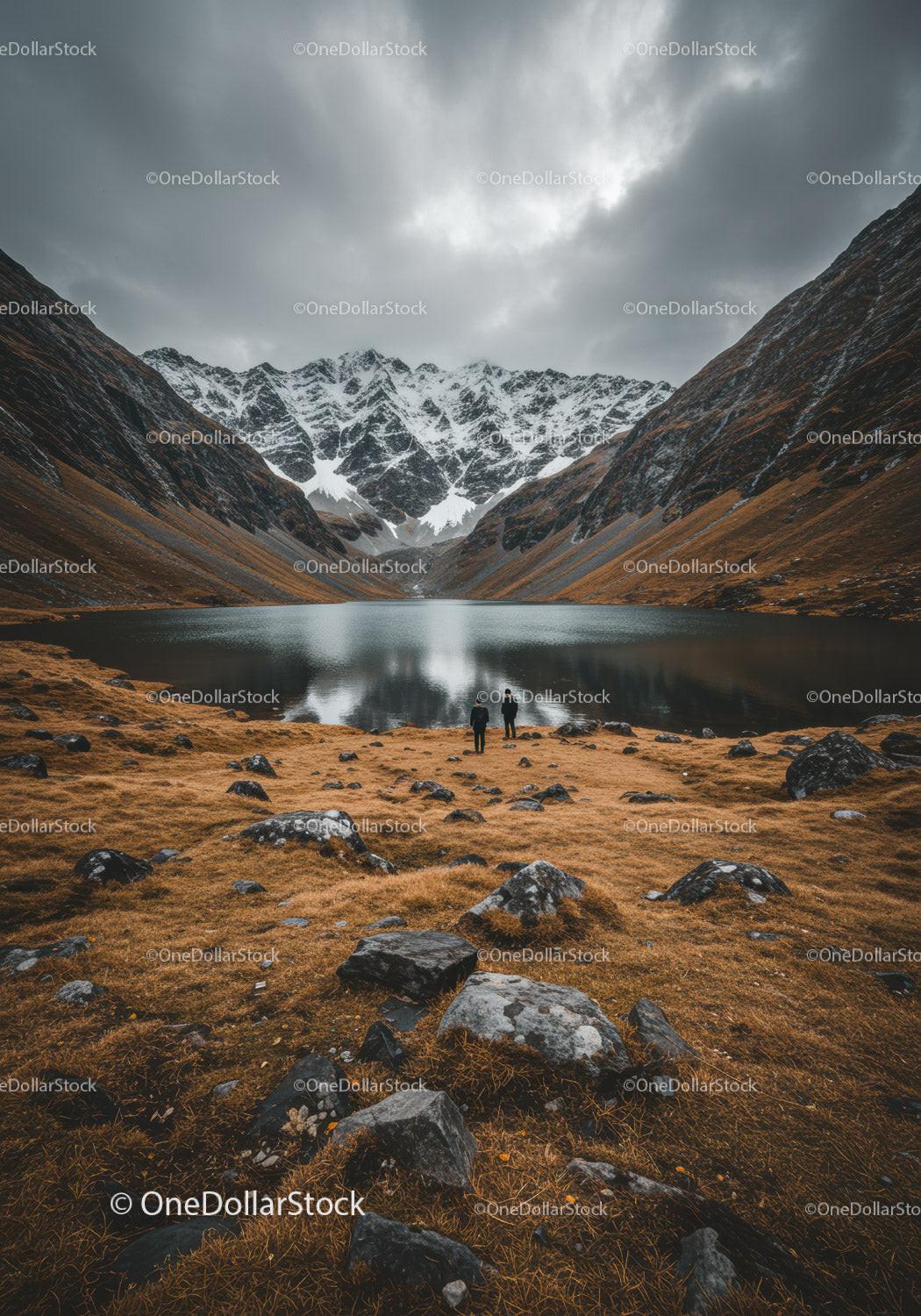 Majestic Mountain Range Reflected in Calm Alpine Lake