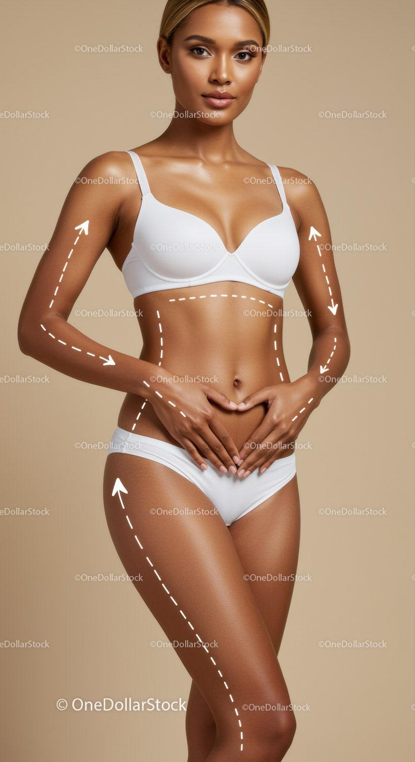 Elegant Woman in White Lingerie Highlighting Fitness and Confidence
