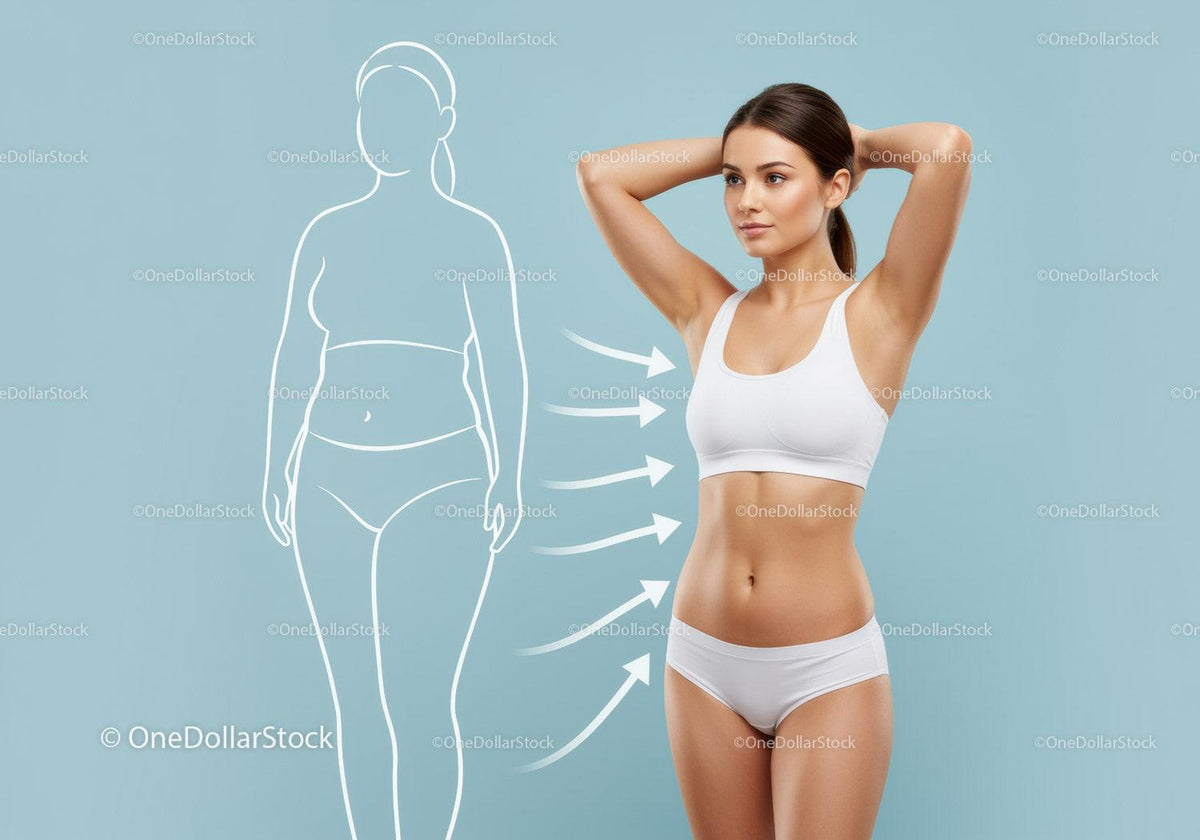 Healthy Woman with Body Silhouette and Wellness Concept