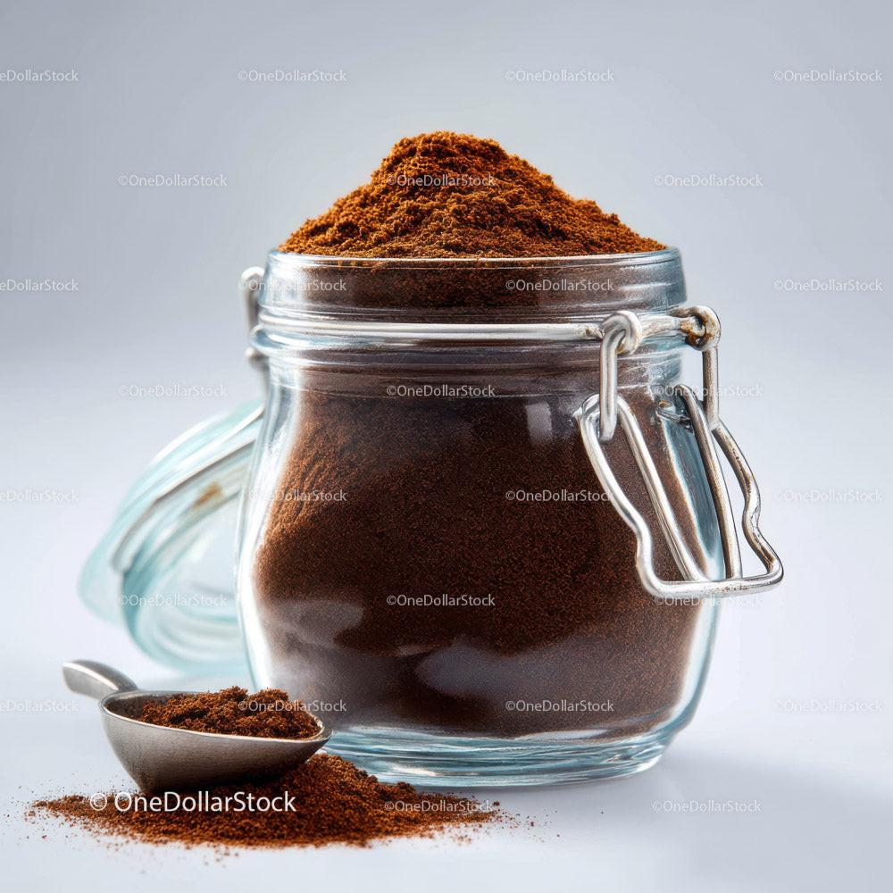 Glass Jar Filled with Fine Ground Coffee and Coffee Beans Stock Photo Bundle preview 25