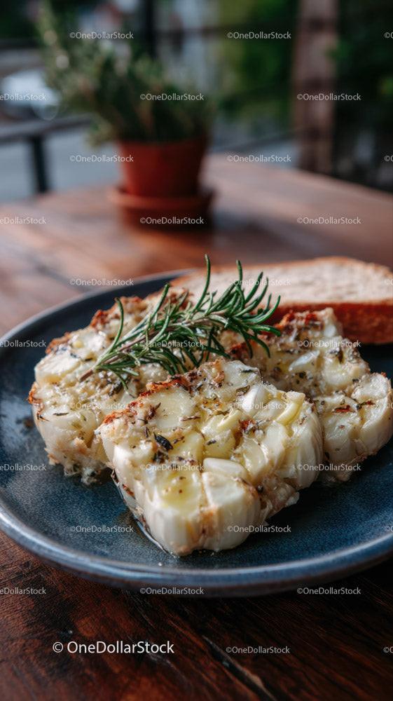 Roasted Garlic Cloves with Rosemary on Rustic Wooden Table Stock Photo Bundle preview 22
