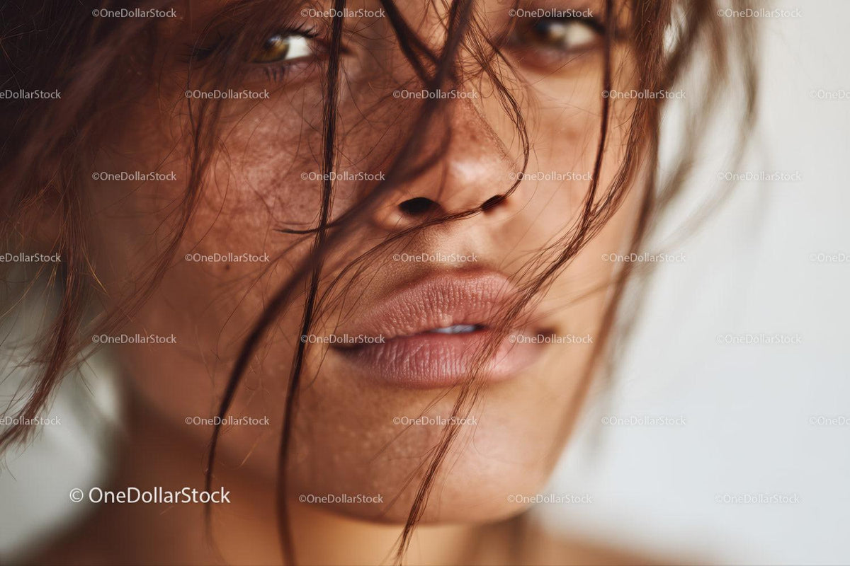 Close-Up Portrait of Freckled Woman with Expressive Gaze