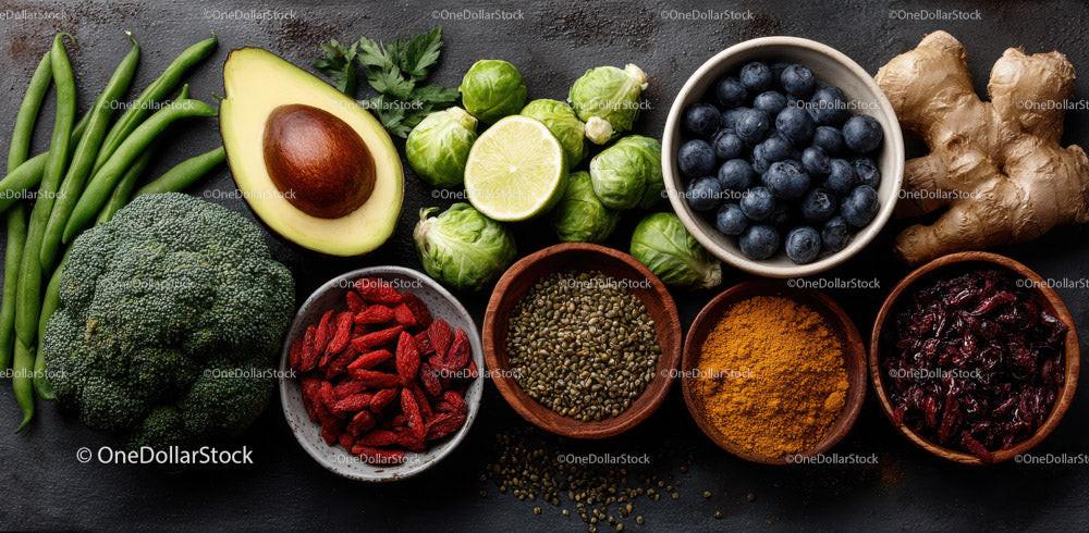 Fresh Organic Superfoods and Culinary Ingredients for Healthy Eating Stock Photo Bundle preview 15