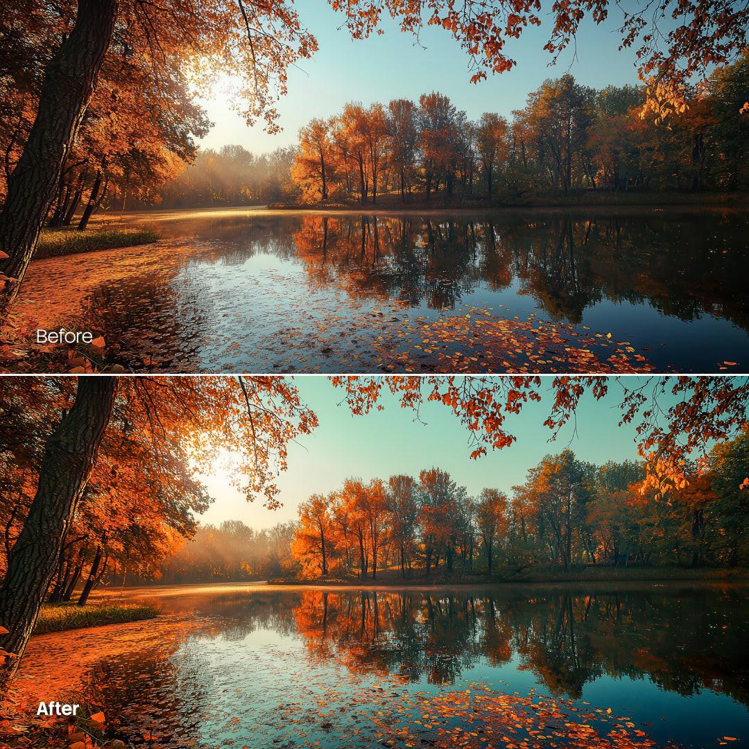 color grading preview with Warm Fall Color Grading LUT Pack