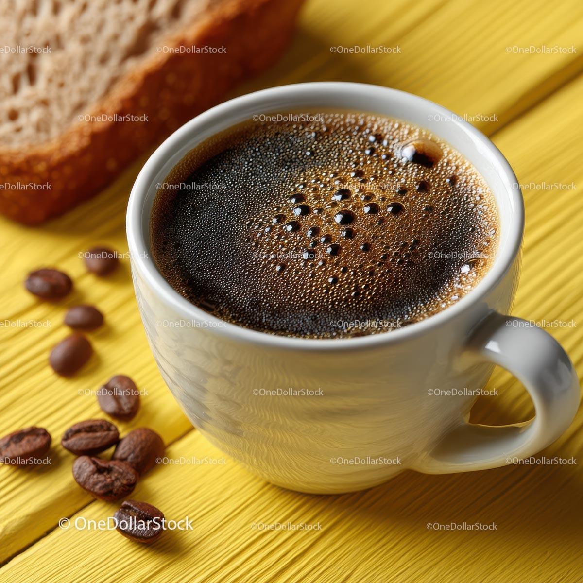 Delicious Coffee in a White Cup with Roasted Beans on Wooden Plate Stock Photo Bundle preview 15