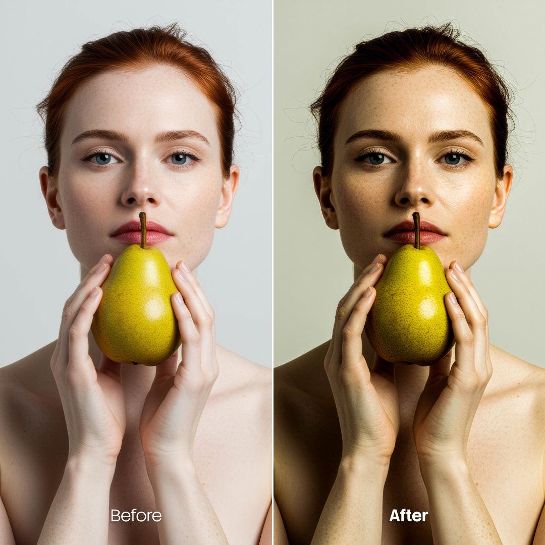 Before and after Cinematic Low Light Portrait Lightroom preset edit