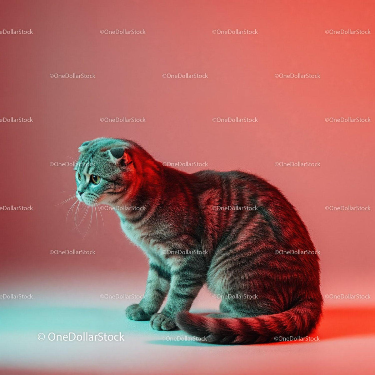 Playful Grey Tabby Cat in a Dynamic Pose with Striped Fur Stock Photo Bundle preview 34