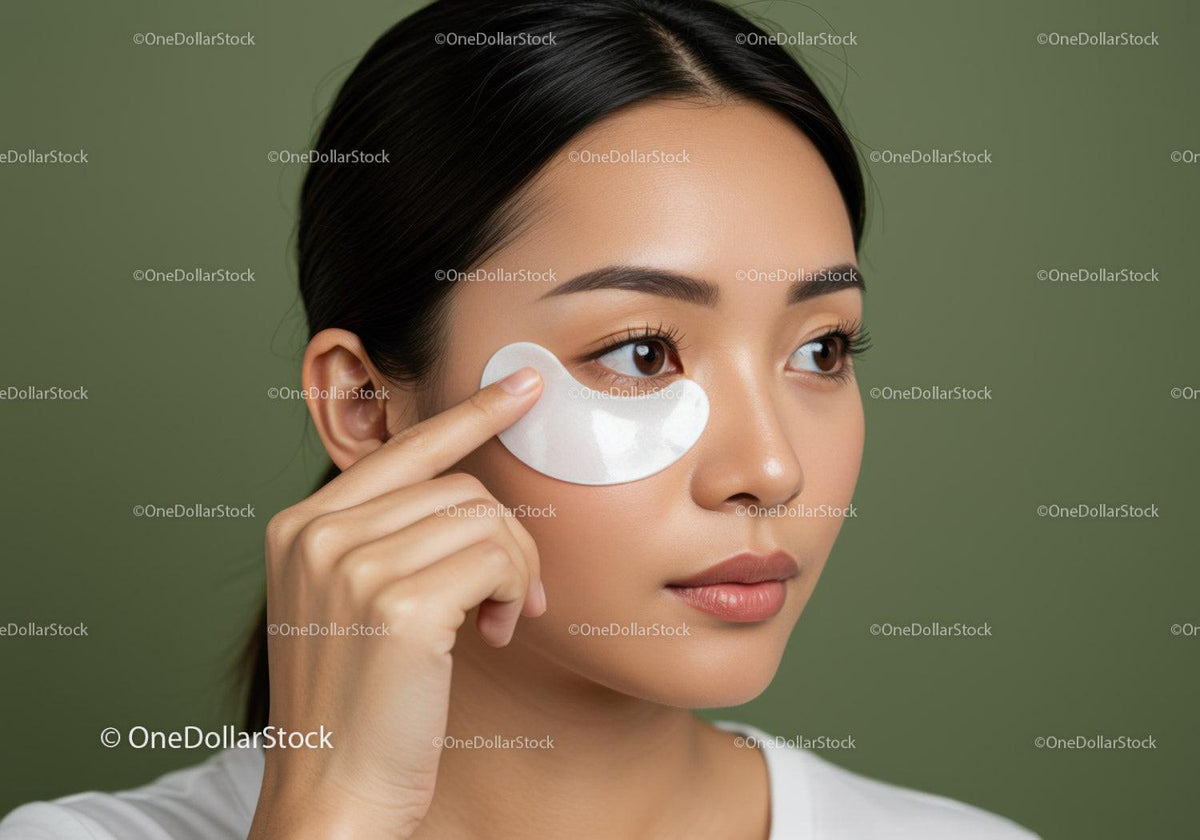 Young Woman Applying Eye Patch in Beauty Skincare Routine