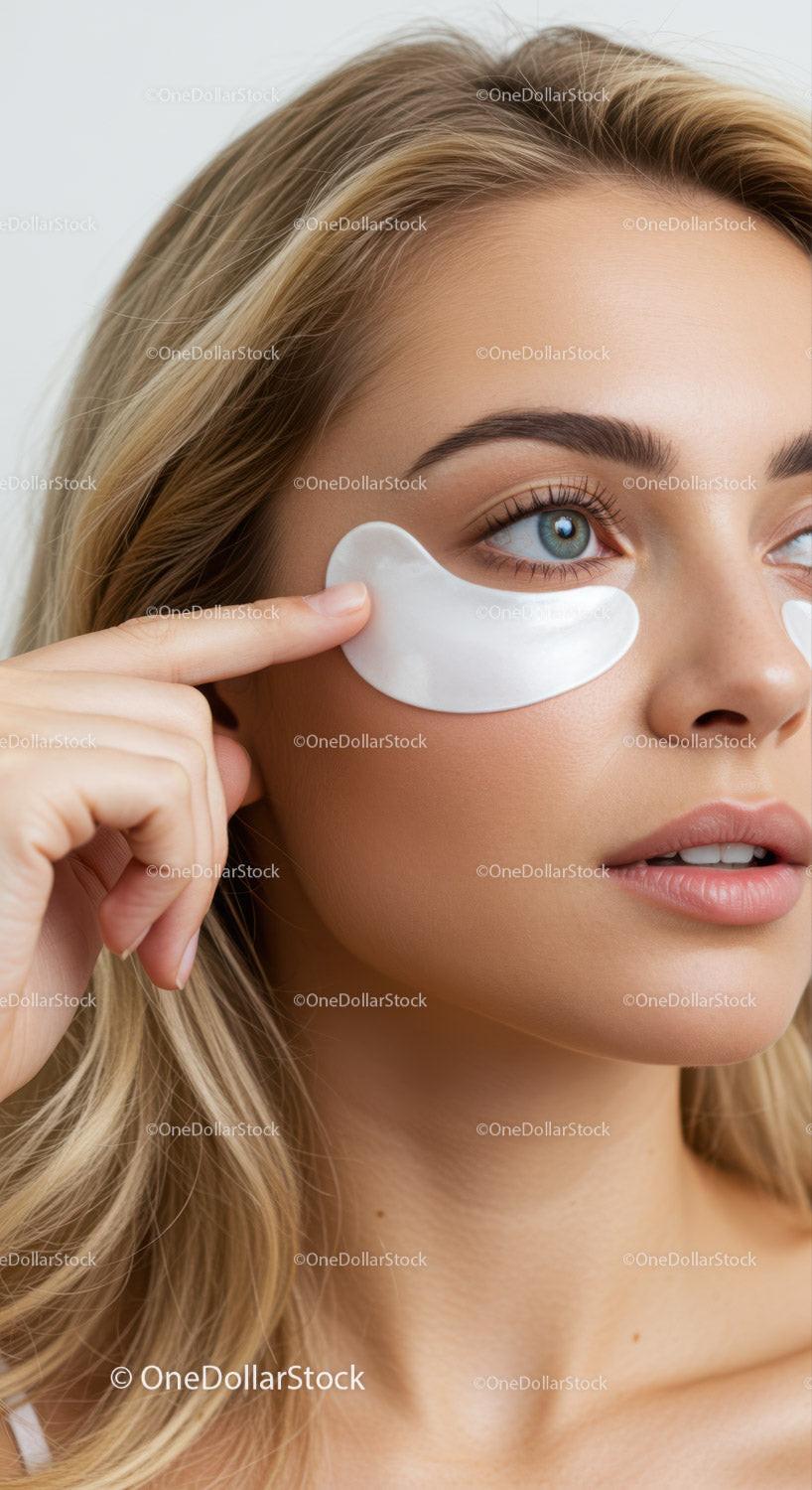 Close-Up of Woman Applying Under-Eye Patches for Skin Care