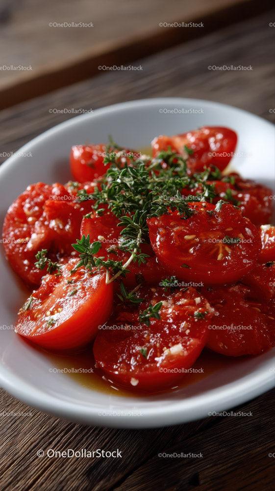 Delicious Cherry Tomato Toast with Fresh Herbs in Outdoor Setting Stock Photo Bundle preview 11