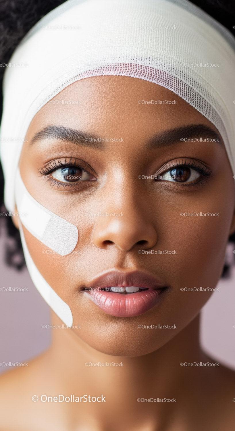 Close-Up of a Woman with Skin Treatment and Natural Beauty