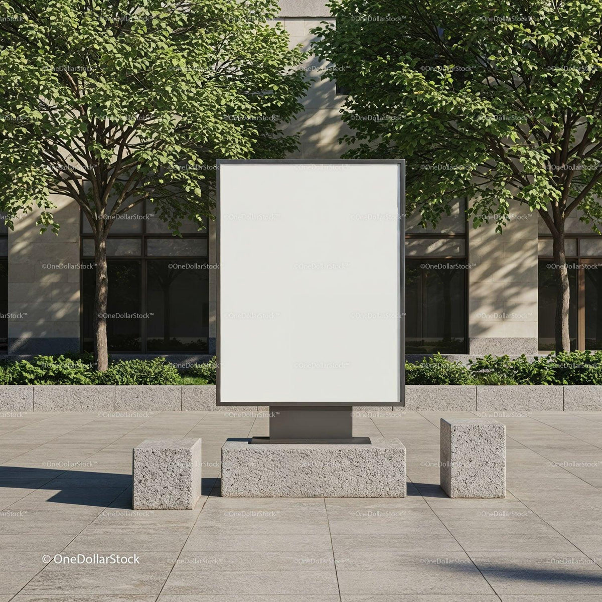 Urban Blank Billboard Surrounded by Green Trees JPG Mockup Image preview