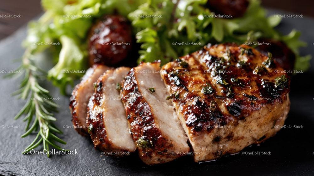 Herb-Garnished Grilled Chicken Breast with Fresh Greens Stock Photo Bundle preview 25