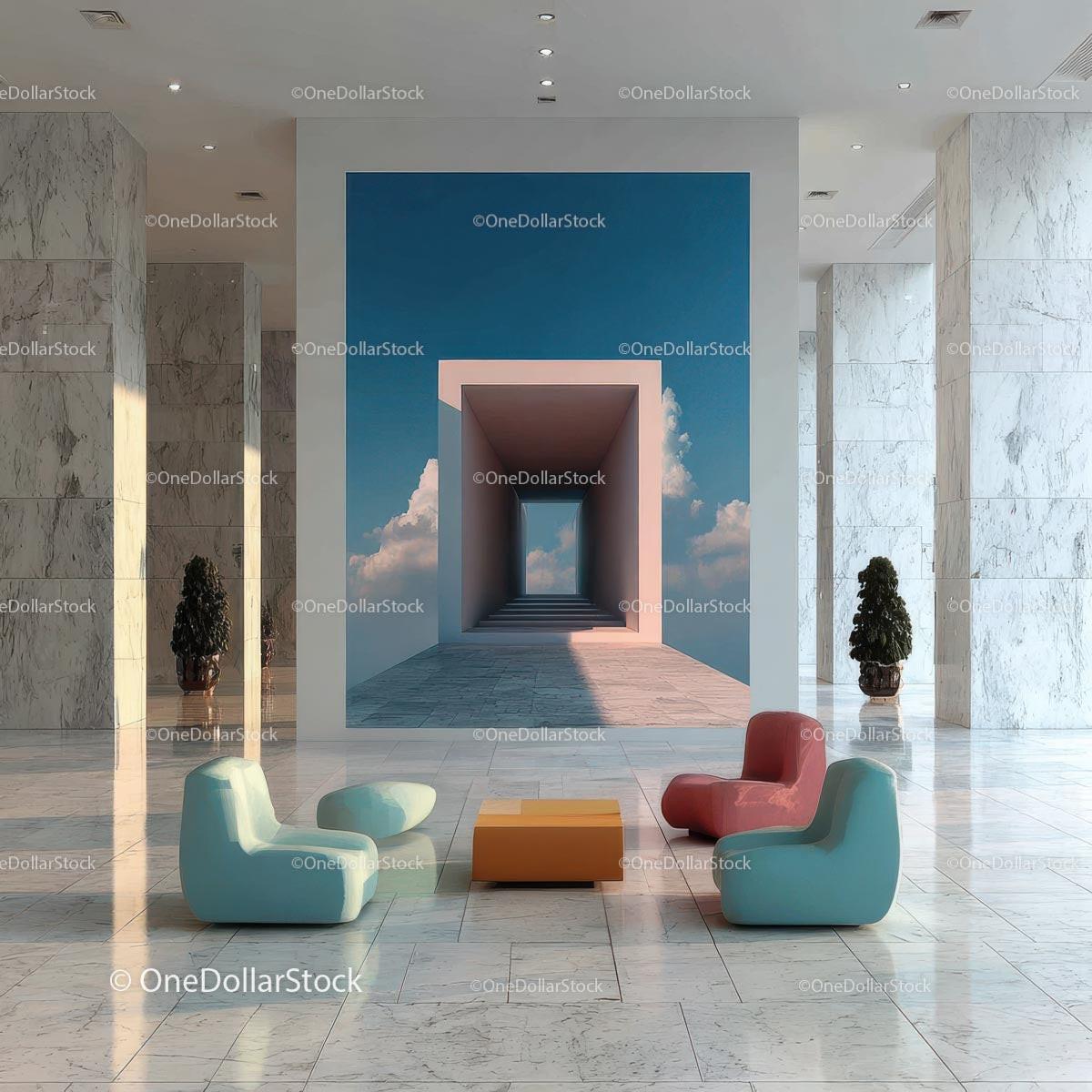 Stylish Modern Interior with Artistic Wall and Elegant Furnishings Stock Photo Bundle preview 7