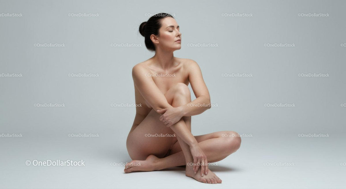 Peaceful woman meditating in serene minimalist space