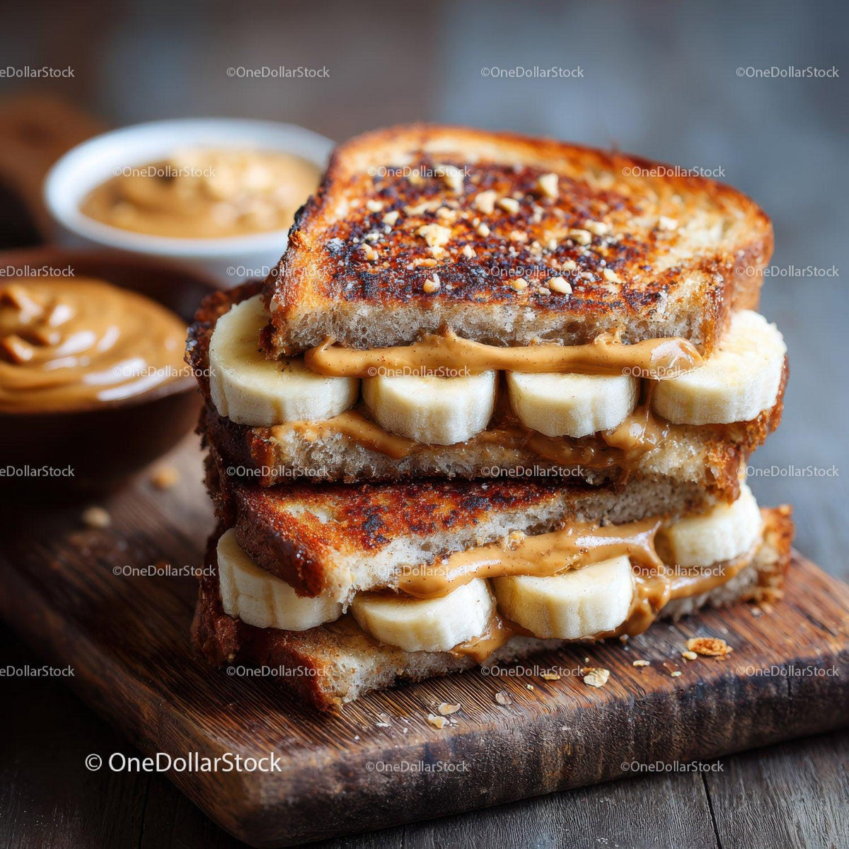 Banana Caramel Toast Sandwich for Delicious Breakfast or Snack Stock Photo Bundle creative preview 12