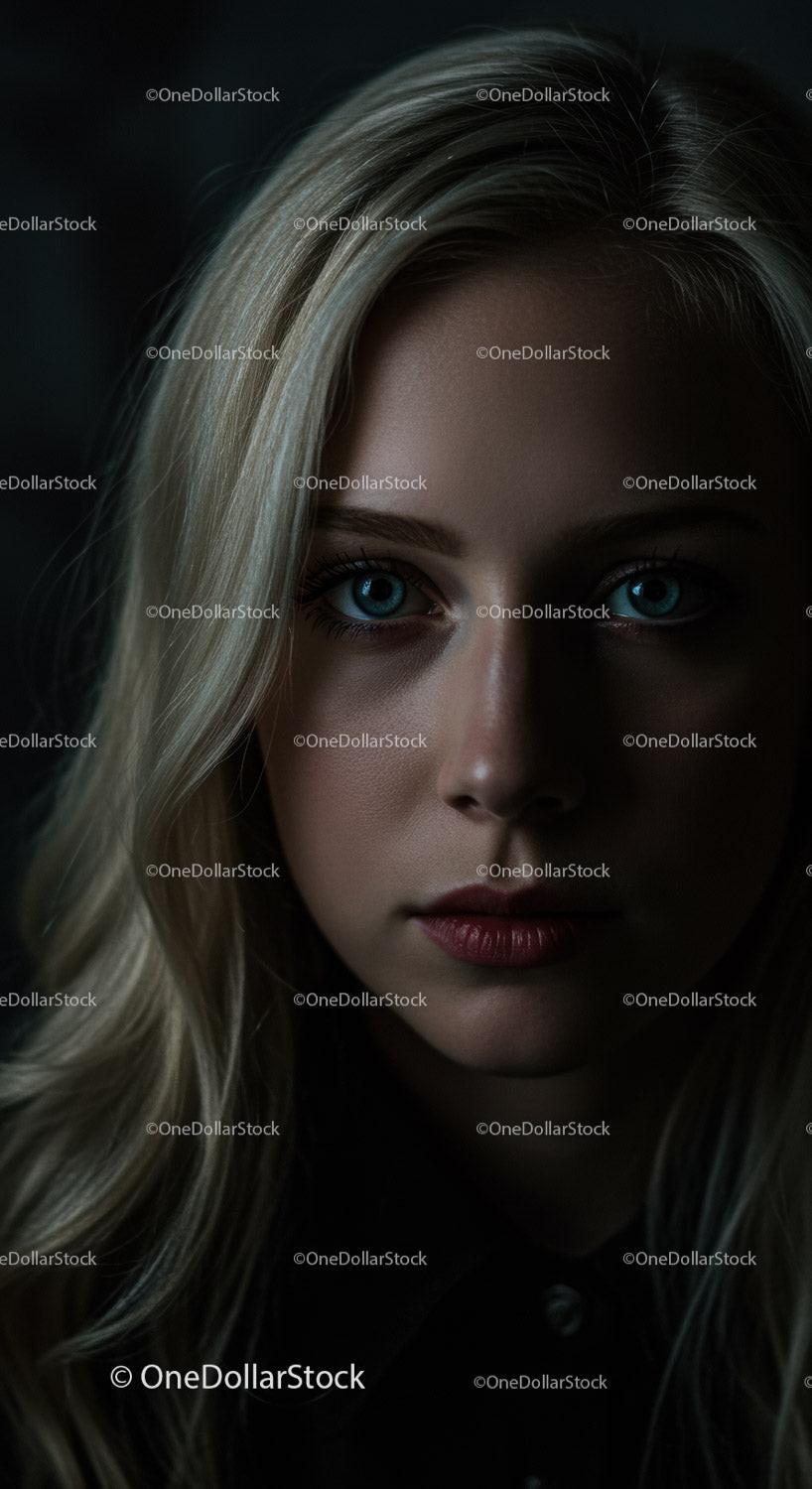 Close portrait of thoughtful young woman with blond hair
