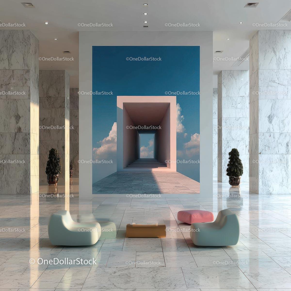 Stylish Modern Interior with Artistic Wall and Elegant Furnishings Stock Photo Bundle preview 20