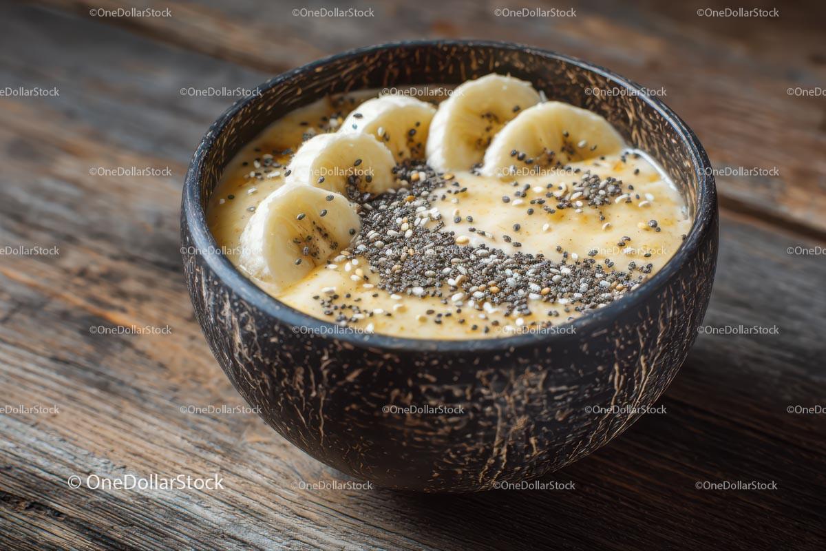 stock photo bundle made with Delicious Acai Bowl with Fresh Fruits and Chia Seeds Stock Photo Bundle