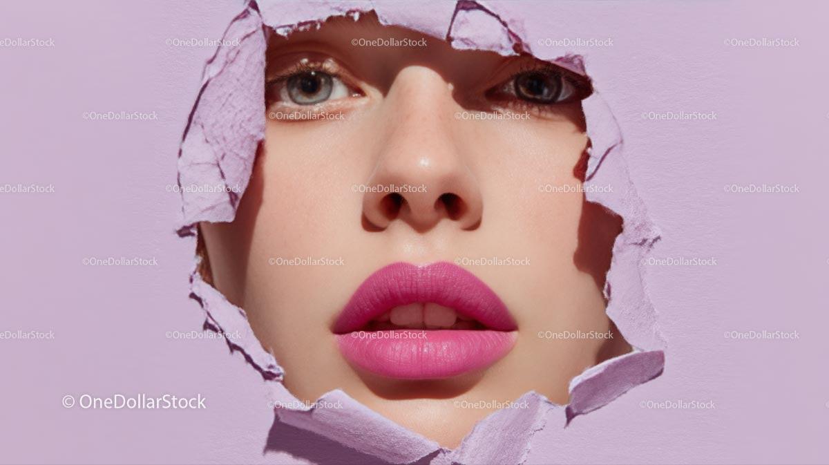 Captivating Female Portrait with Vibrant Pink Lipstick Stock Photo Bundle preview 25