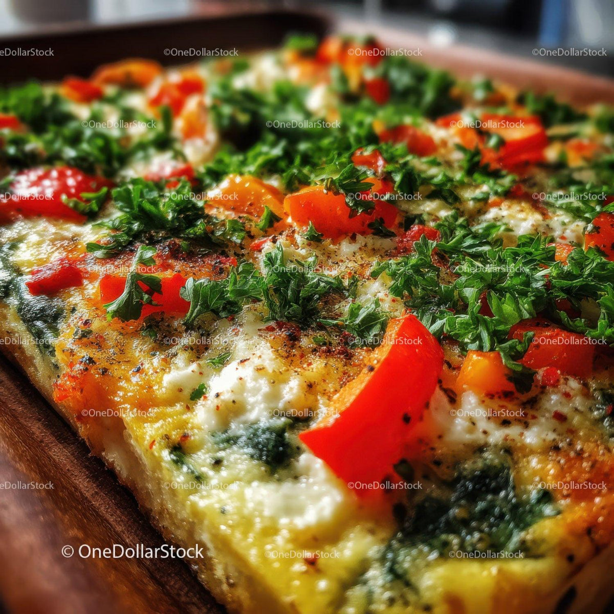 Colorful Vegetable Frittata with Bell Peppers and Herbs Stock Photo Bundle preview 31
