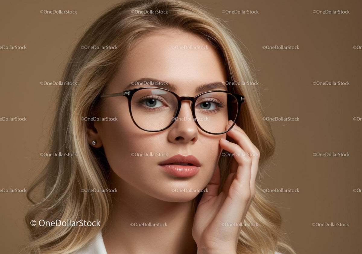 Portrait of a Stylish Woman Wearing Glasses with Blonde Hair