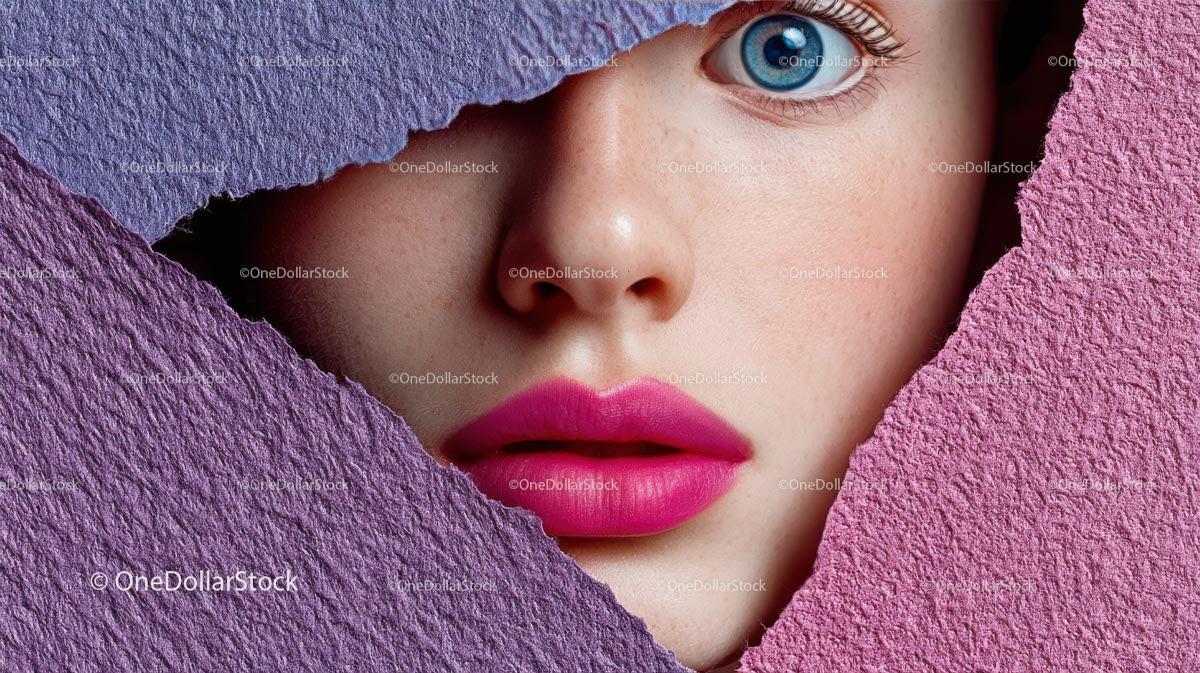 Close-Up Portrait of a Glamorous Model with Pink Lipstick Stock Photo Bundle preview 23