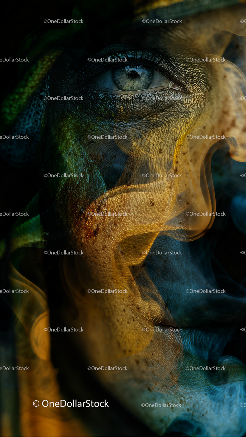 photo editing preview with Yellow-Blue Smoke Photo Overlays
