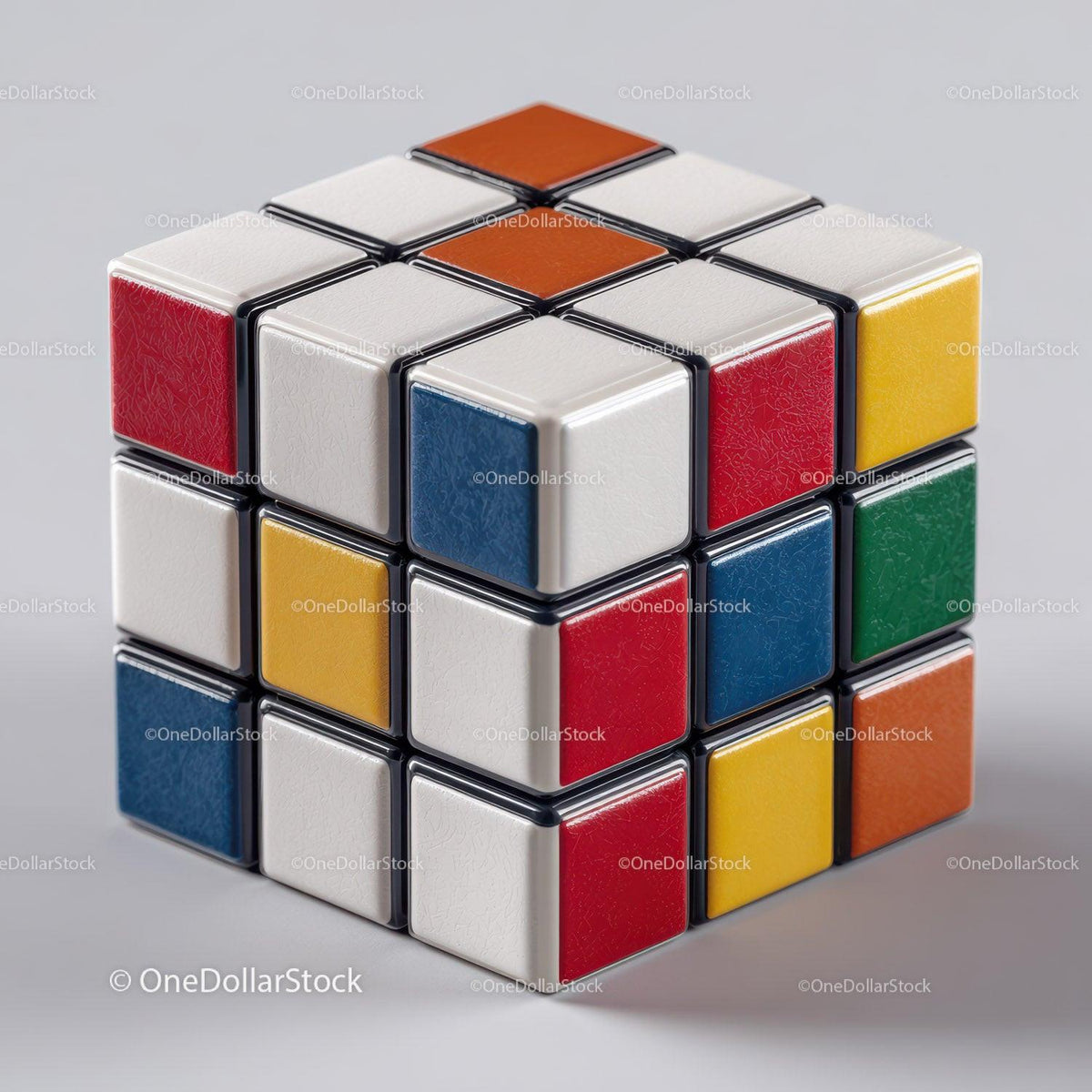 Colorful Rubik's Cube with Vibrant Red, Blue, Green, Yellow, and White Colors Stock Photo Bundle preview 11